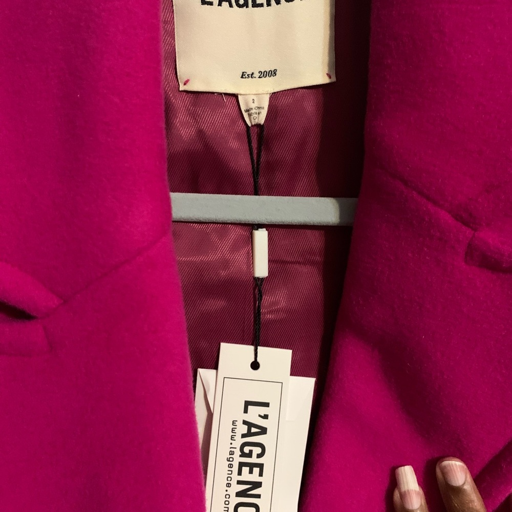 L'AGENCE Fuchsia Double-Breasted Trench Coat - Picture 6 of 6